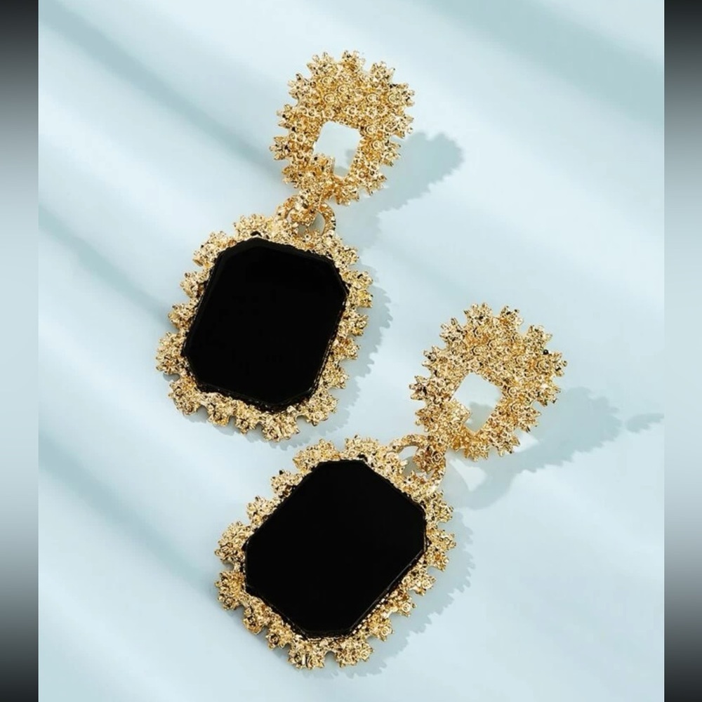 Two Tone Geometric Drop Earrings 1pair